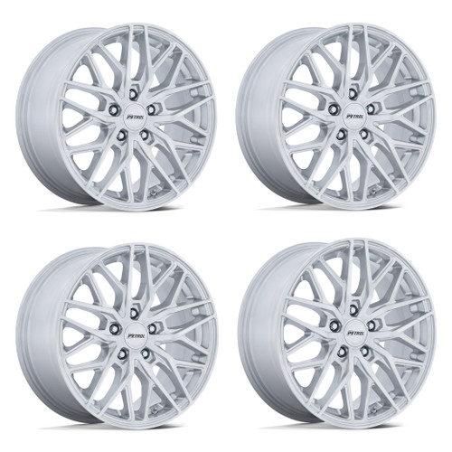 Set 4 17" Petrol PE004 P3E Machined Brushed Gloss Silver 17x8 Wheels 5x115 40mm